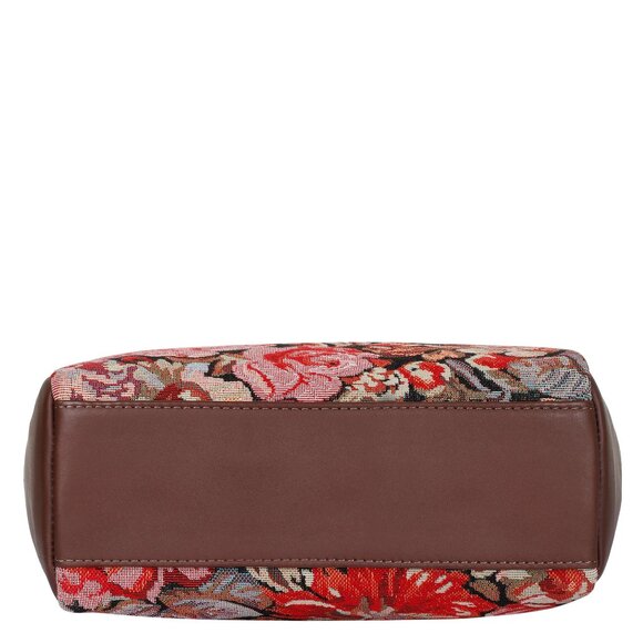 Women's Floral Tapestry Fabric Hobo Bag | Leather-Trimmed Crossbody Bag - Picture 6 of 8